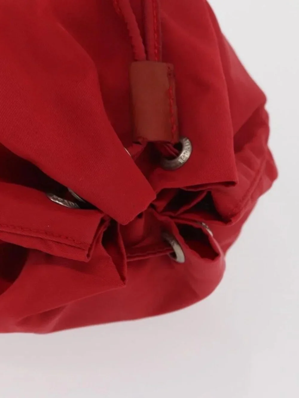 PRADA Drawstring Pouch Nylon Red Auth ka2042